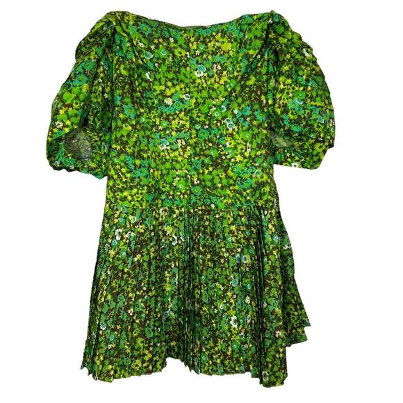 Alemais Phyllis Pleat Mini Dress NWT In Acid Green - Picture 4 of 10